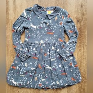 Mini Boden Forest Friends Dress 7/8 VGUC